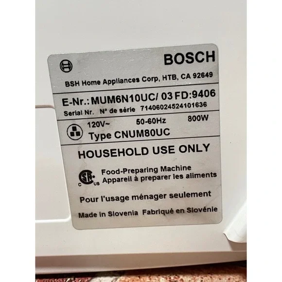 Bosch Universal Plus Stand Mixer 800W White MUM6N10UC Kitchen Machine Base Bowl - Picture 9 of 9